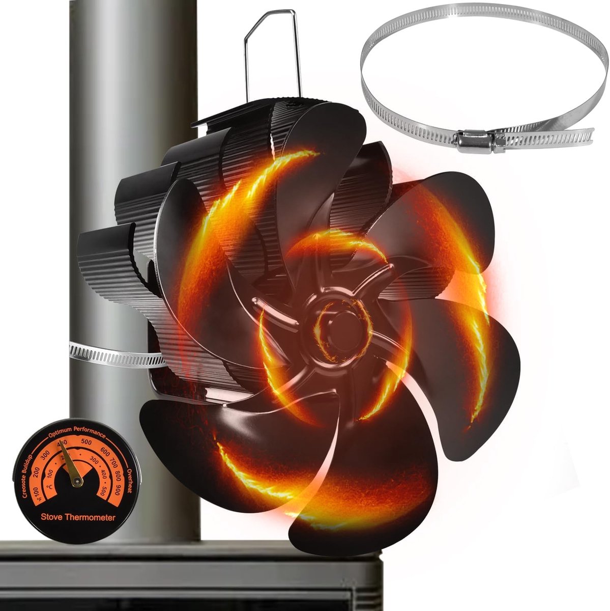 SnelShoppen Kachelventilator 6 Vleugels Zonder Stroom voor Houtkachel Open Haard en Kachel Efficiënte Warmteverspreiding voor Huiskamer Oven Ka