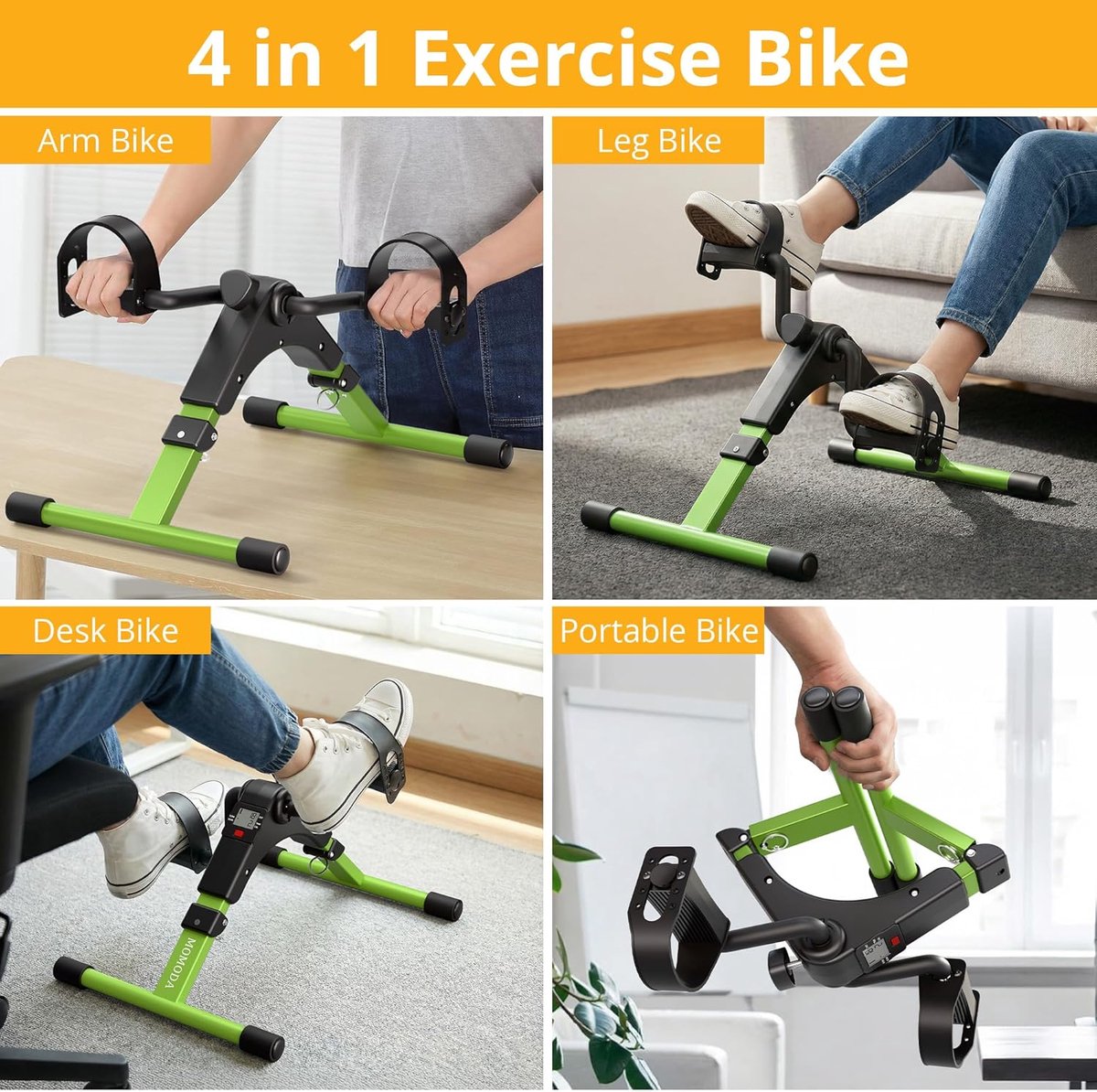 SnelShoppen - Onder Bureau Fiets Pedaal Oefening Mini Fiets voor Been/Arm Training, Opvouwbare Peddler met LCD Display, Antislip Voeten, Verstelbare R