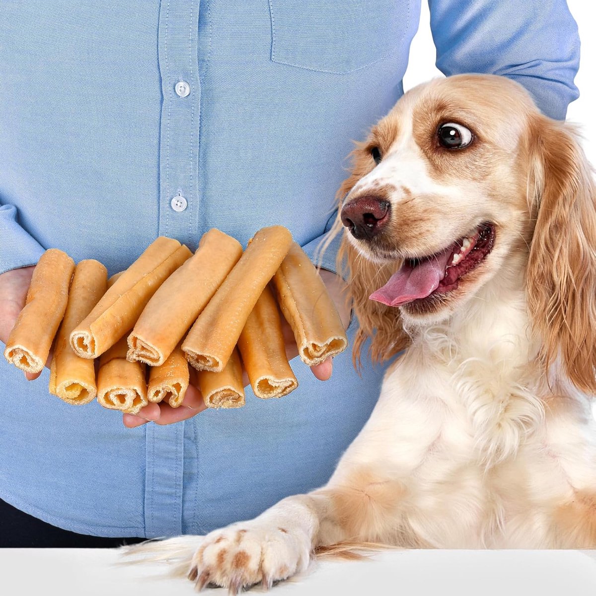 SnelShoppen - Kroket van Varkenshuid (10 Stuks) | Natuurlijke Hondensnacks | Gezonde en Lekkere Lekkernijen voor Honden | Perfect voor Training en Bel