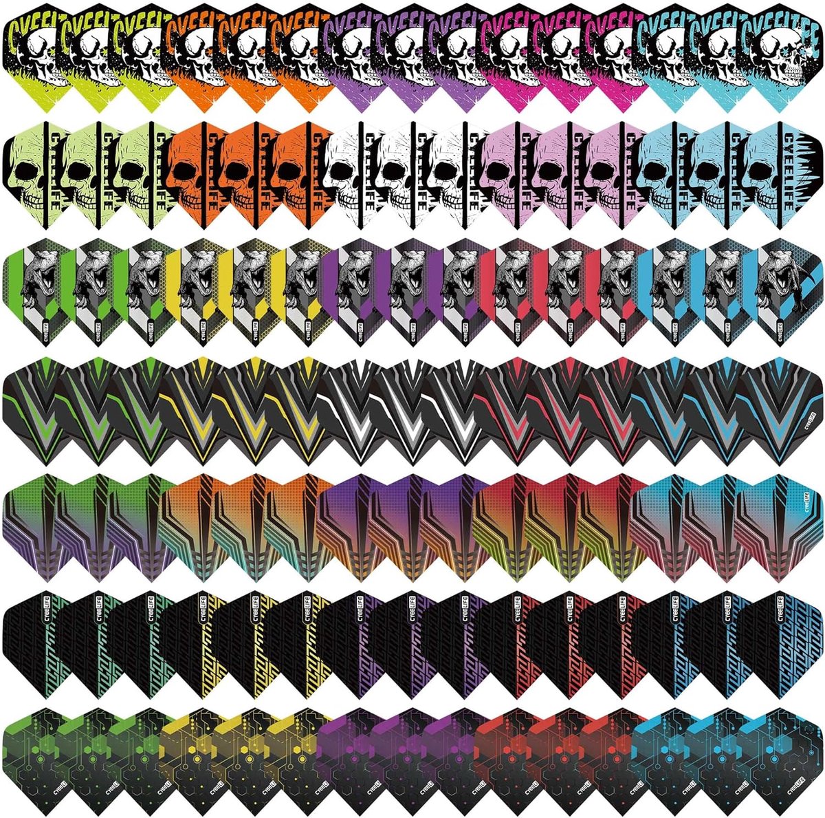 SnelShoppen - CyeeLife Dart Flights 35 Sets - 105 Stuks PET Standaard Dartaccessoires voor Soft en Stalen Tip Dartpijlen - Ideaal voor Feest en Spelle