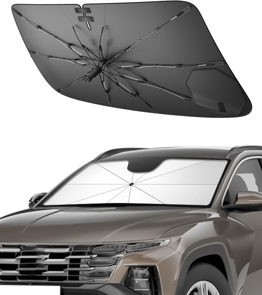 SnelShoppen - Zonnescherm Auto Voorruit Hyundai Tucson NX4 2022-2026 - UV-Bescherming, Eenvoudig Opbergen, Zonneklep met Trekkoordgreep - Auto Accesso
