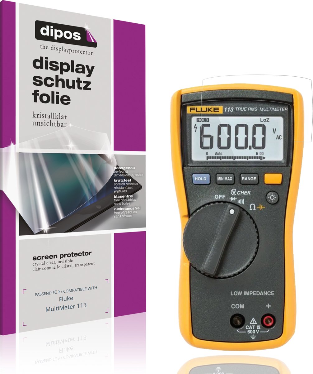 dipos – 4x Beschermfolie geschikt voor Fluke MultiMeter 113 | Krasbestendige & heldere Screenprotector Ultra-Thin