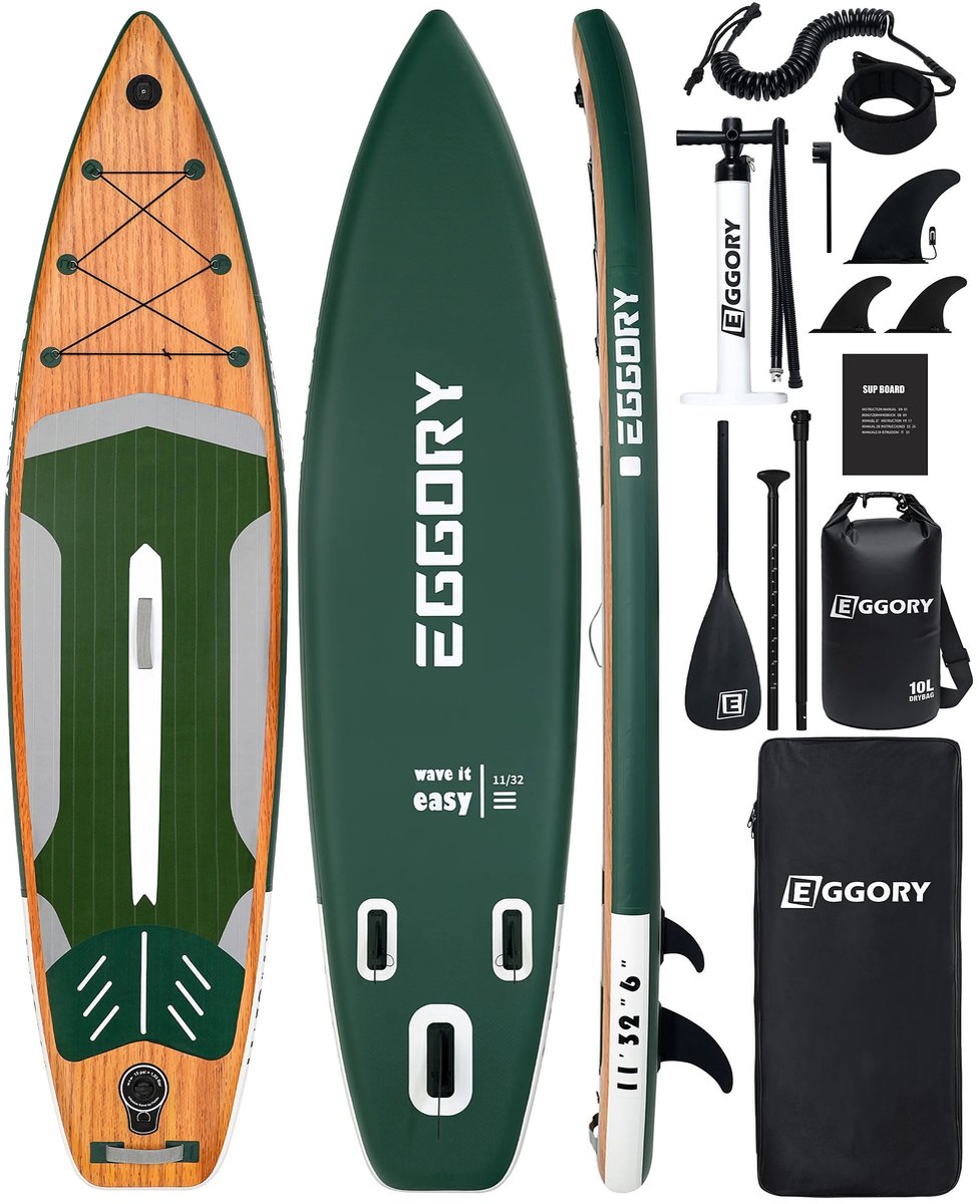 WEVERO Opblaasbaar SUP Board, Stand Up Paddleboard ISUP 10 in 1 Complete Set, Touring Surfboard Volwassenen, 11FT / 335 cm