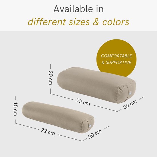 Yoga Bolster - Yin Kussen - Herstellende Oefeningen - Wasbare Katoenen Hoes - 72 x 30 x 20 cm - Antraciet — afbeelding 2