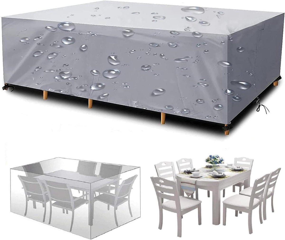 Tuinmeubelhoes - Beschermhoes Meubels - Meubels Beschermen - Waterdicht Oxford Materiaal - 250x150x100 cm - Zilver