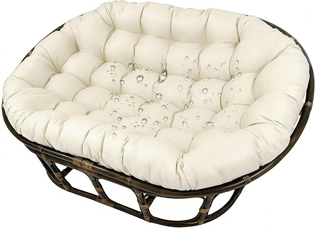 Papasan schommelstoelkussen - Eivormig zitkussen - Buiten ontspannen - Waterdicht polyester - 170 x 120 cm - Beige