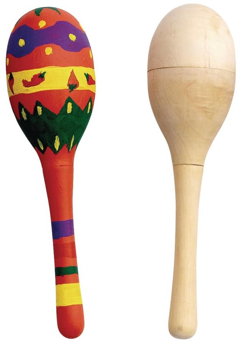 Houten Maracas - Rammelaars - Muziek Maken - Zelf Versieren - Pak van 12 - Natuurlijk Hout
