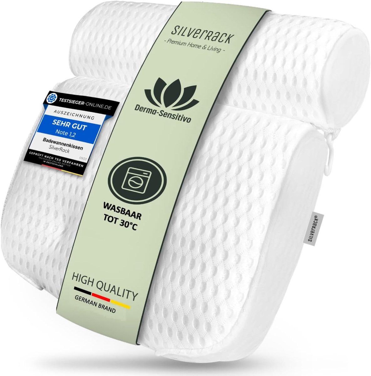 Thijox - Zacht Badkussen Wit 4D - Ergonomisch Nekkussen voor Badkuip met Zuignappen - Luxe Badaccessoires voor Ontspanning en Wellness