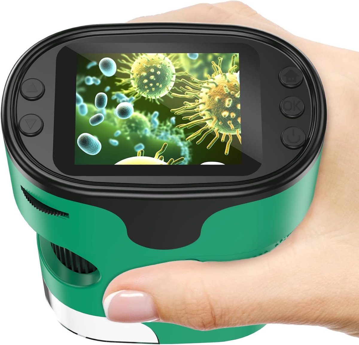 SnelShoppen - 1000x Draagbare Digitale Microscoop voor Kinderen - 4K Display, 2.0 Inch, Oplaadbaar, Inclusief Messenset & Mini Zakdoek - Educatief Cad