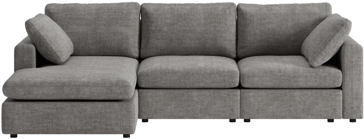 Lux chaise longuesofa rechts- of linkszijdig incl. 2 kussens grijs.