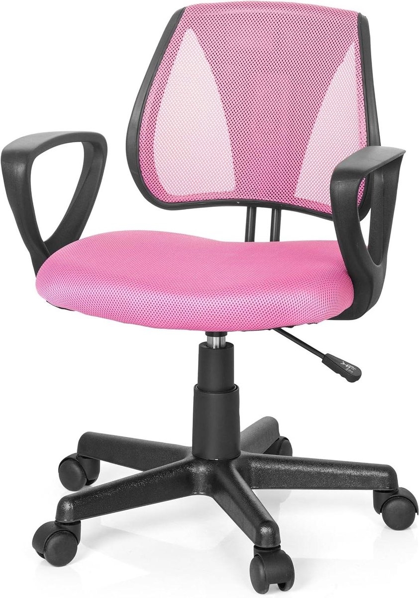 Kinderbureau stoel - Groeistoel jeugdstijl - Comfortabel studeren - In hoogte verstelbaar - 92 cm hoog - Roze