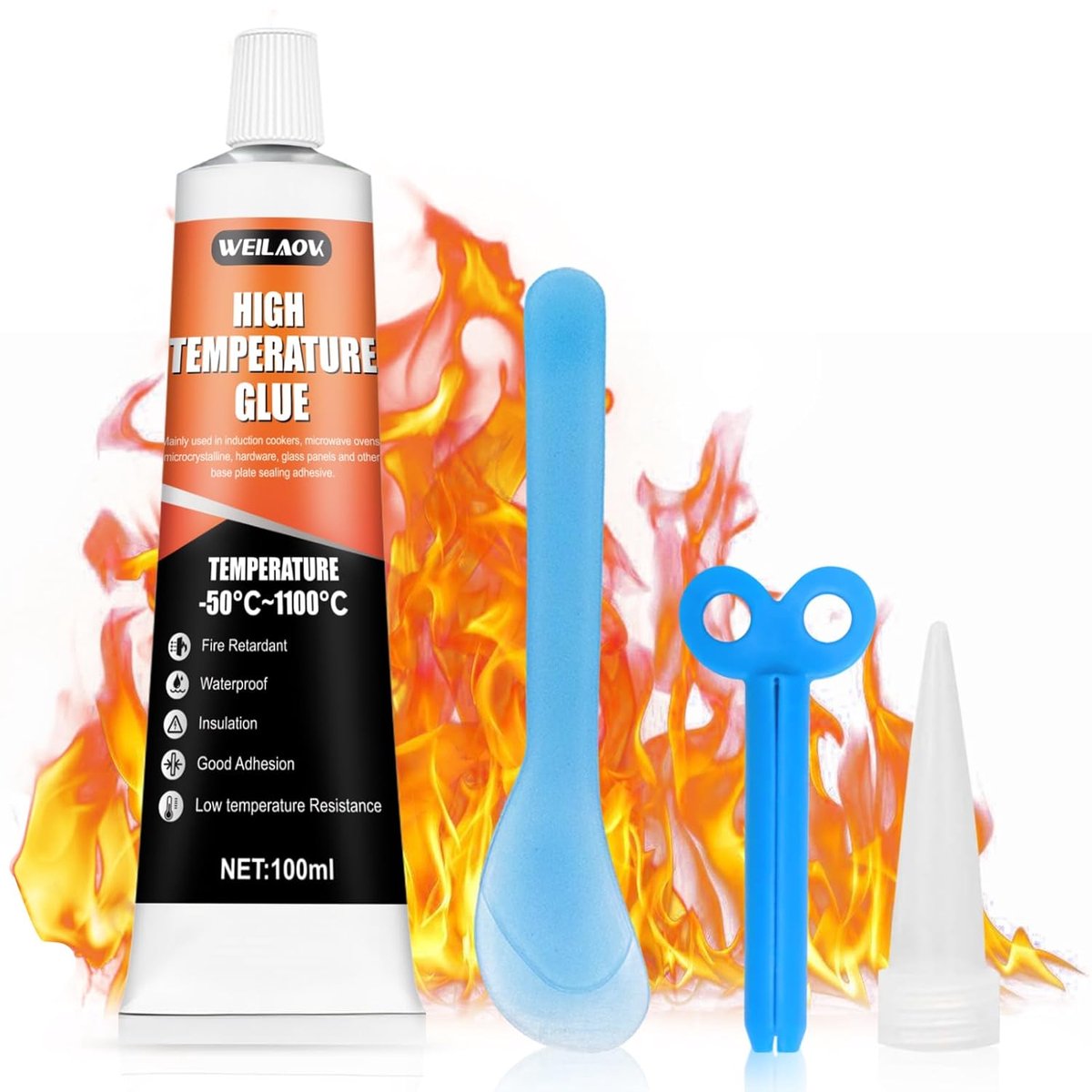SnelShoppen - High Temperature Sanding Adhesive voor Ovenramen, Sealant, Hittebestendige Siliconen voor Haarden, Kachels, Thermische Schilden, Ovens,