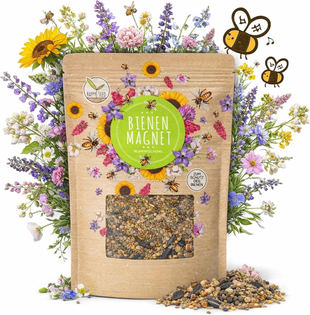 SnelShoppen - 100 g Bloemenweide Zaden voor een Kleurrijke Bijentuin - Nectar Rijke Wilde Bloemenmix voor Bijen en Vlinders met Gratis E-book