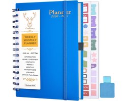 Gumiho Weekplanner 2026 2027 Spiraal - A5 (januari 2026 - juni 2027) - 18 maanden schoolplanner met penlus en planstickers(Donkerblauw)