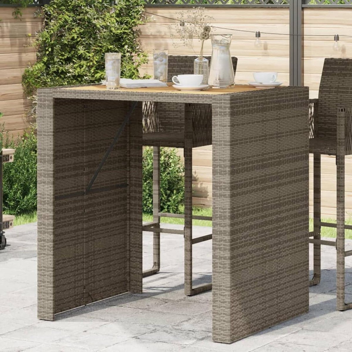 Tuin Tafel - Buitenmeubel Tafel - Buiten Eten - Acacia Houten Blad - 105 x 80 x 110 cm - Grijs