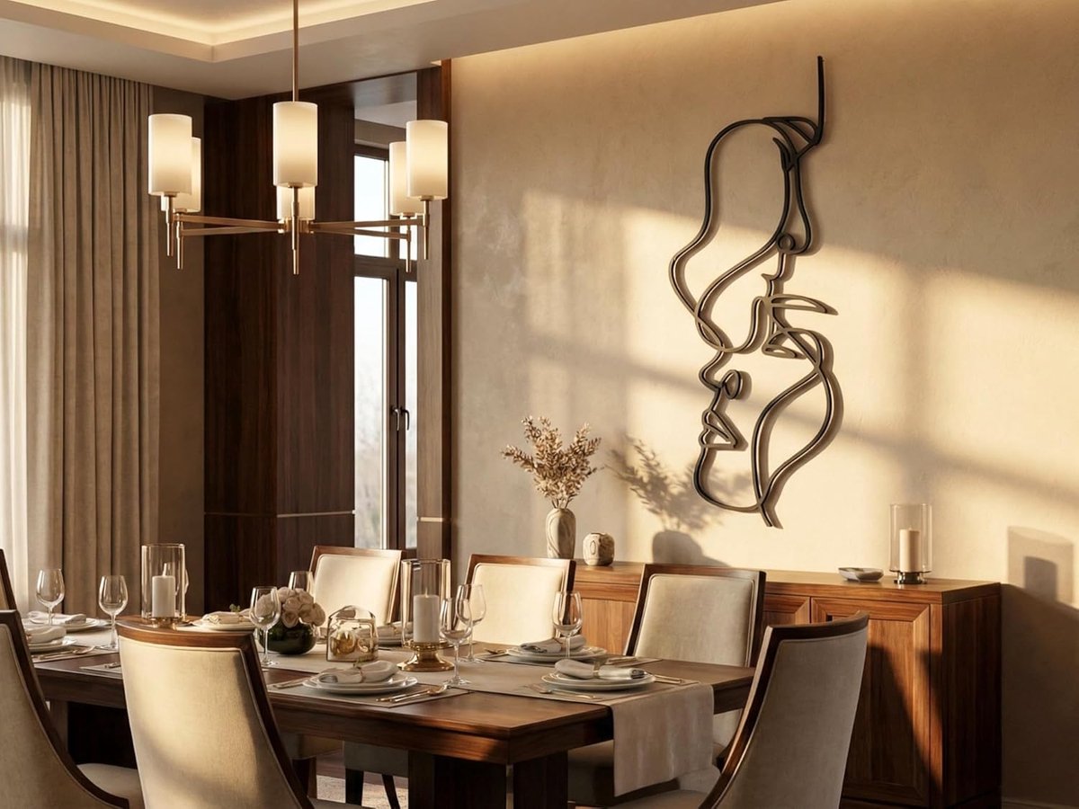 VAILLA 3D Wanddecoratie Gezichten - Line Art van MDF - 45x120cm