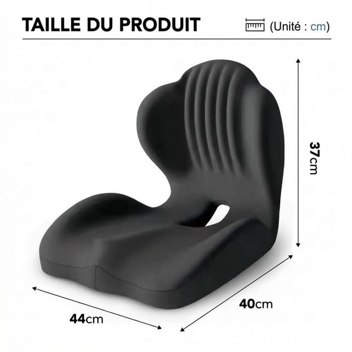 LISM-2-in-1 zitkussen en lendensteunkussen, traagschuim, ergonomische ondersteuning voor het stuitje, geschikt voor kantoorgebruik - Zwart