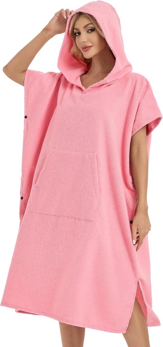 Microfibre Surf Poncho met Kap voor Mannen en Vrouwen - Sneldrogend, Lichtgewicht en Absorberend - Ideaal voor Strand, Zwembad en Douche, Maat L
