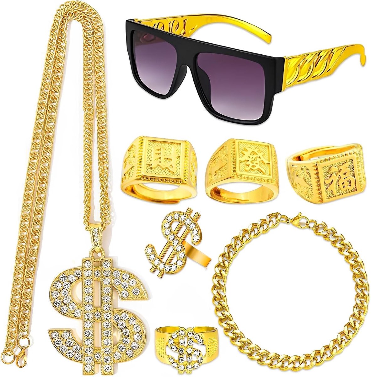 Gouden Heren Ketting voor Carnaval en Feestjes - Modeaccessoire voor Themafeesten, Kostuums en Verkleedpartijen