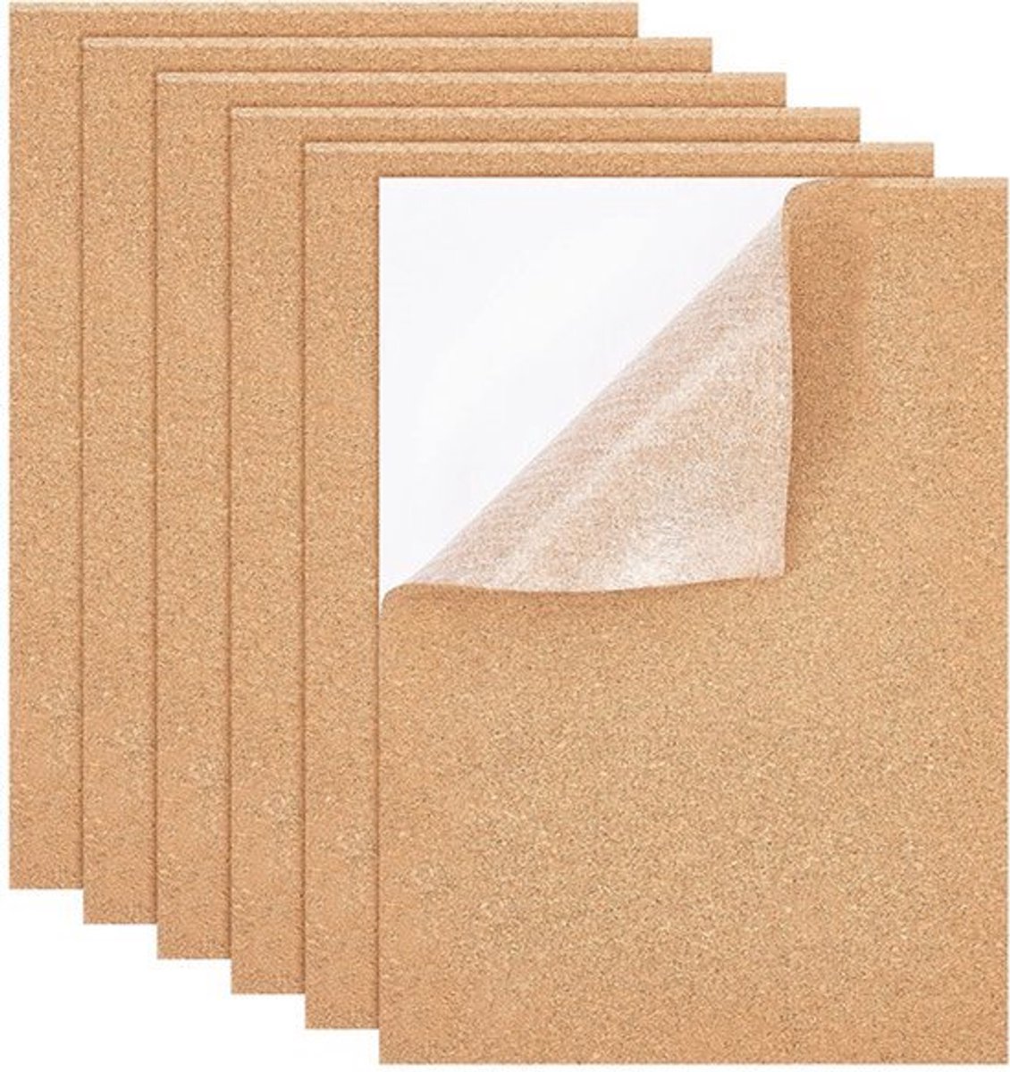 A4 Zelfklevende Kurkplaten 6 Stuks - 30 x 21 cm - Rechthoekig - 4 mm Dik