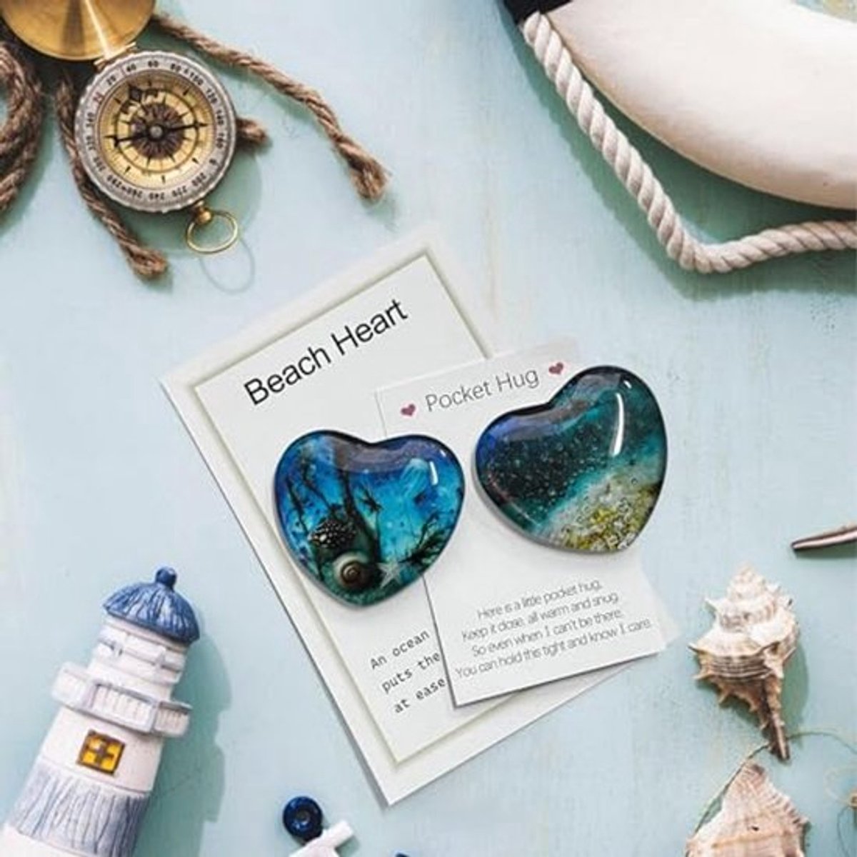 2 mini hartvormige zakgeschenken, creatieve en mooie zeedecoraties, grappige kleine ornamenten, Valentijnsdagcadeaus voor vrienden.