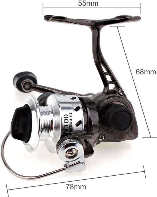 Allecta - Mini Spinning Reel 4.3:1 Gear van Metaal voor Karper, Bas, Forel - Glad en Krachtig - Zoetwater & Zoutwater Geschikt van Allecta — afbeelding 4