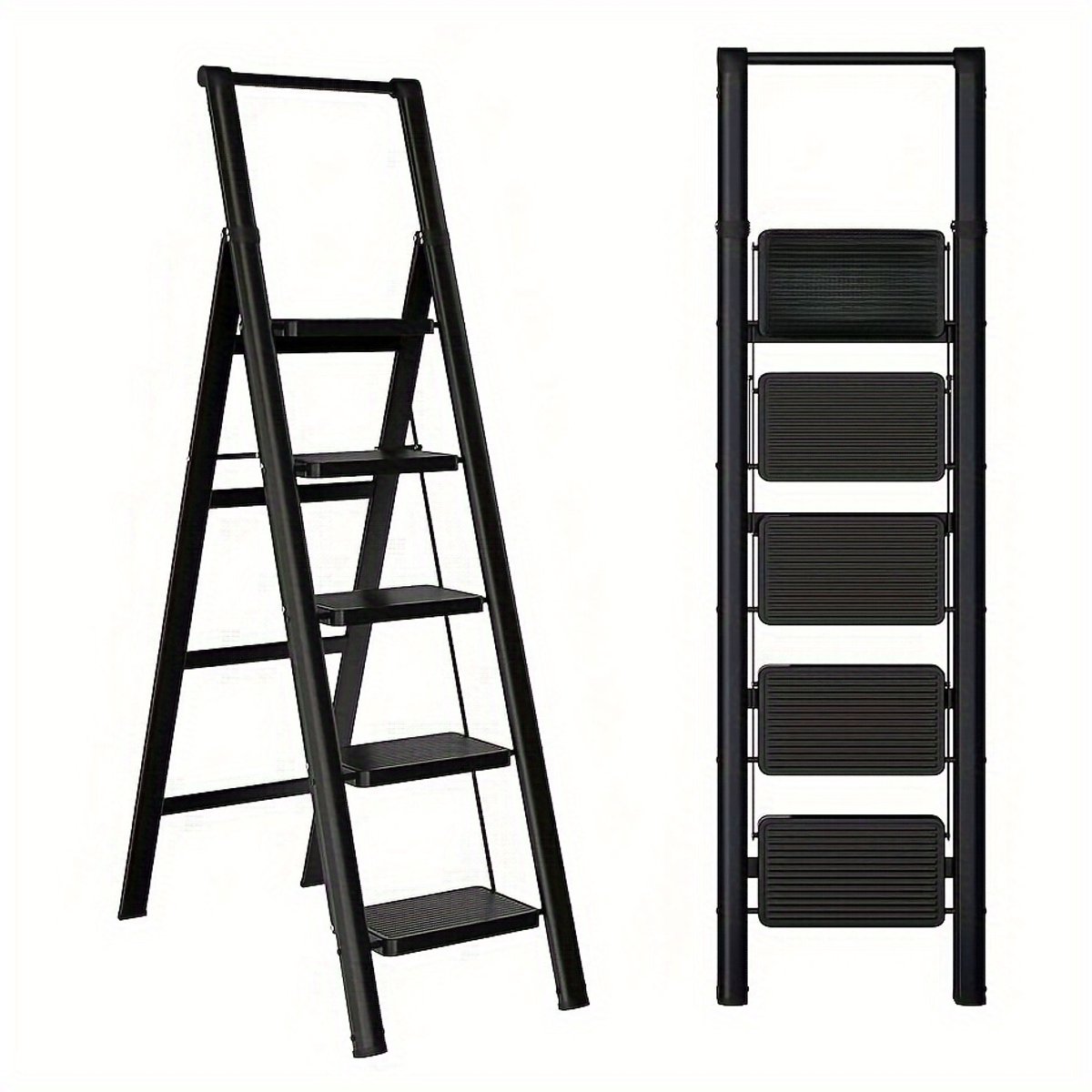 5-treden ladder - Brede antislip treden - Lichtgewicht & opvouwbaar met handvat - Multifunctioneel gebruik - Stevig stalen frame - Geschikt voor thuis & kantoor