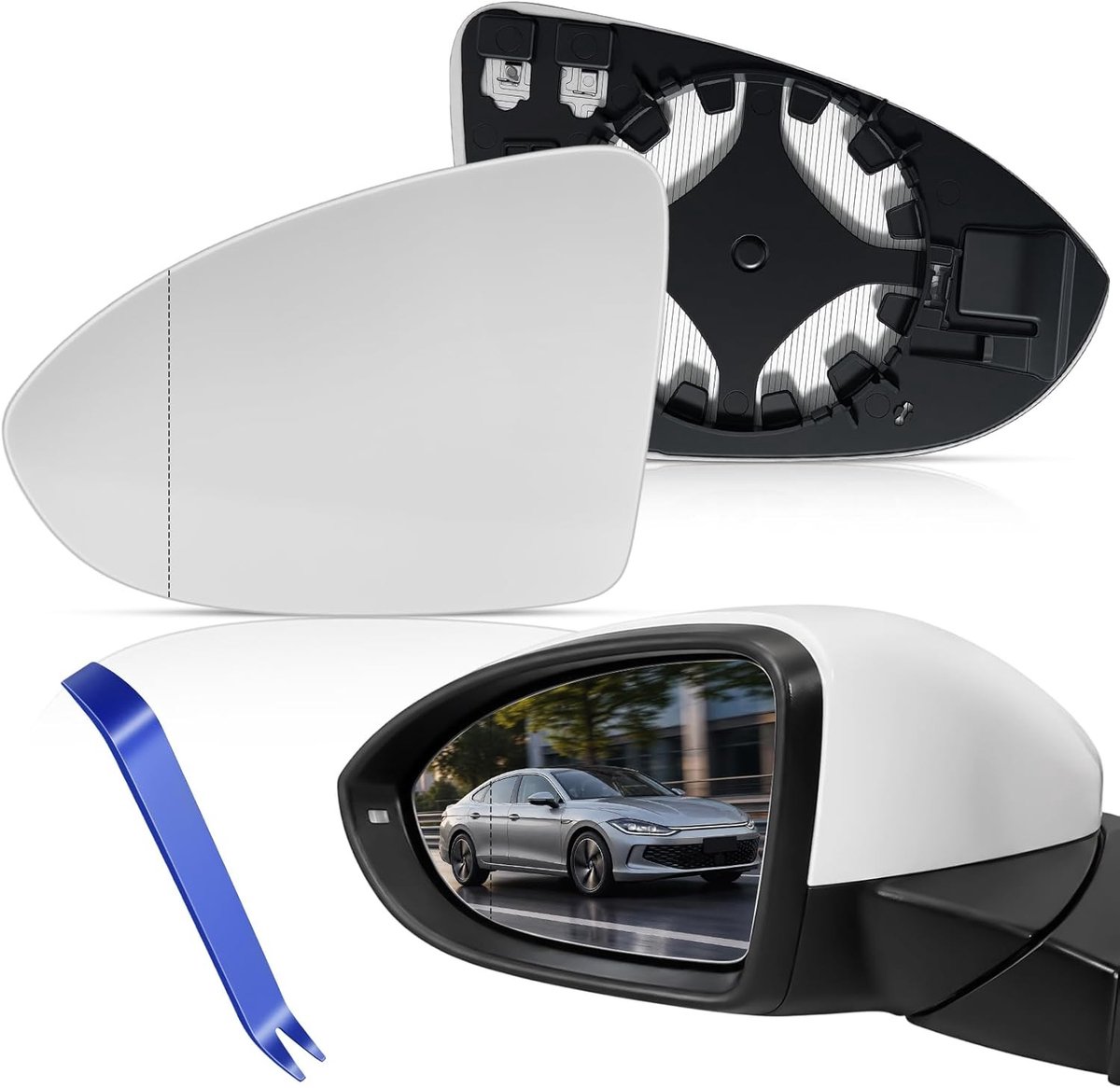 Verwarmd spiegelglas voor Golf 7 rechts - Vervangend buitenspiegelglas, bestuurderszijde, hoogwaardige kwaliteit