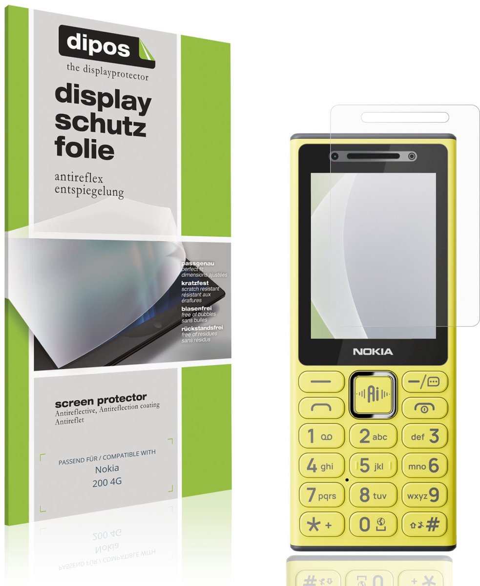 dipos – 4x Matte Beschermfolie geschikt voor Nokia 200 4G | Krasbestendige & antireflecterende Screenprotector Ultra-Thin
