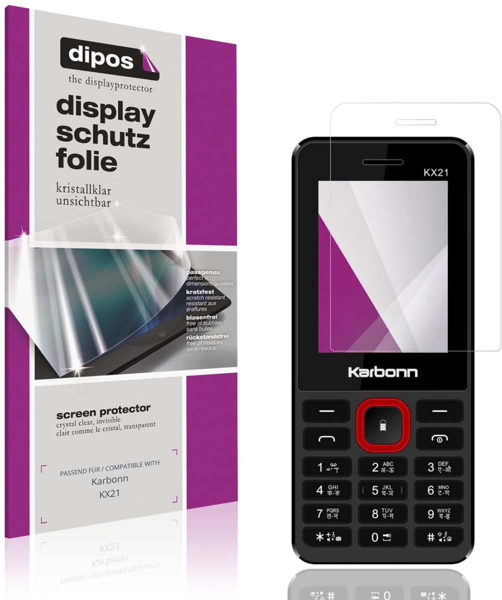 dipos – 4x Beschermfolie geschikt voor Karbonn KX21 | Krasbestendige & heldere Screenprotector Ultra-Thin
