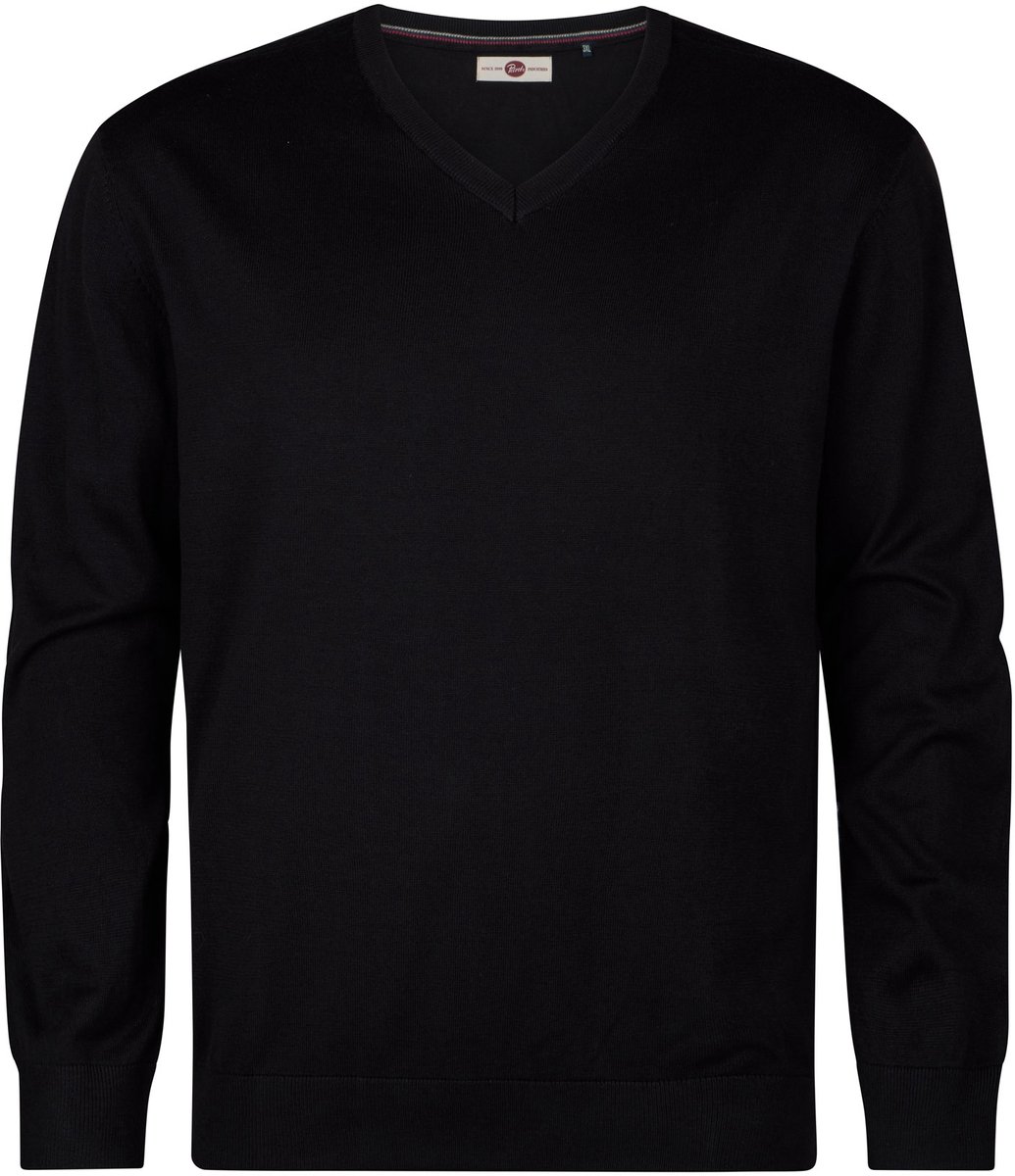 Petrol Industries - Heren Plus Size Trui met V-hals millgate - Zwart - Maat 3XL