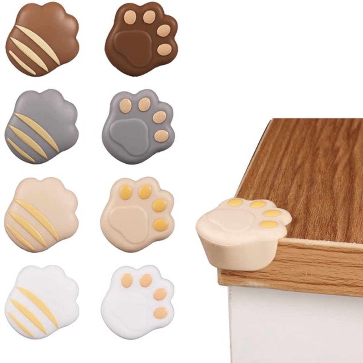 8st Baby Hoekbeschermers, Schattige Tafelhoekbeschermers BPA-Vrij Zacht Silicone Tegenhoekbeschermers voor Open Haard, Tafel, Trap, Kast (Poot)