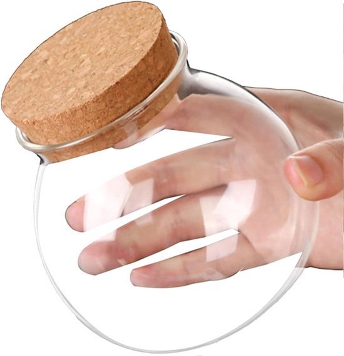 500 ml heldere ronde glazen pot met kurkdeksel - set van 2