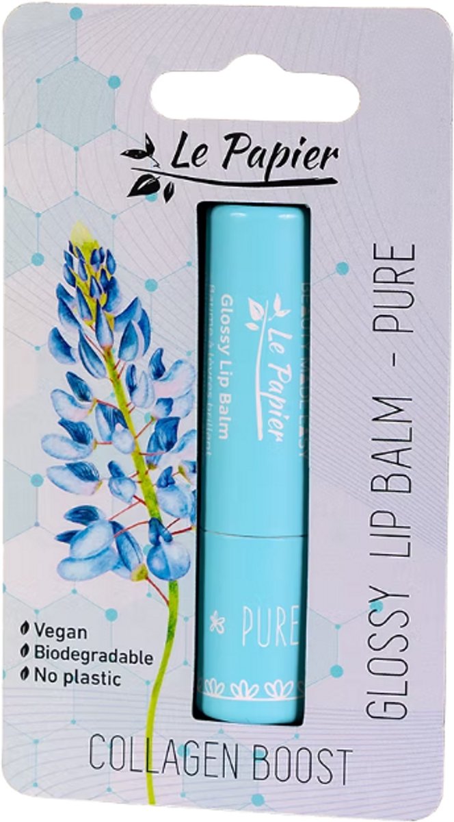 Beauty Made Easy Glossy Lip Balm with Collagen - PURE 3.5 gram - vegan, dierproefvrij, zonder siliconen, zonder parabenen, jojoba-olie