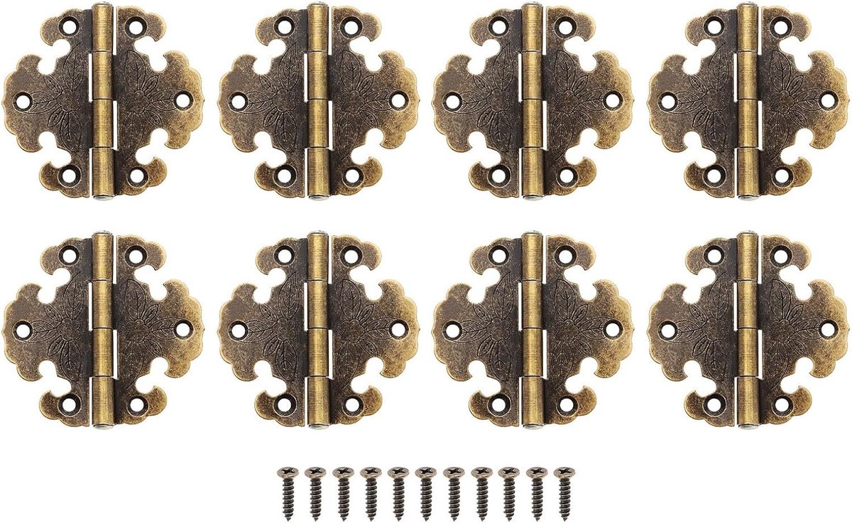 8 Stuks Vintage Mini Scharnieren in Antiek Brons voor Decoratieve Deuren en Meubels - Retro Accessoires voor Thuisgebruik