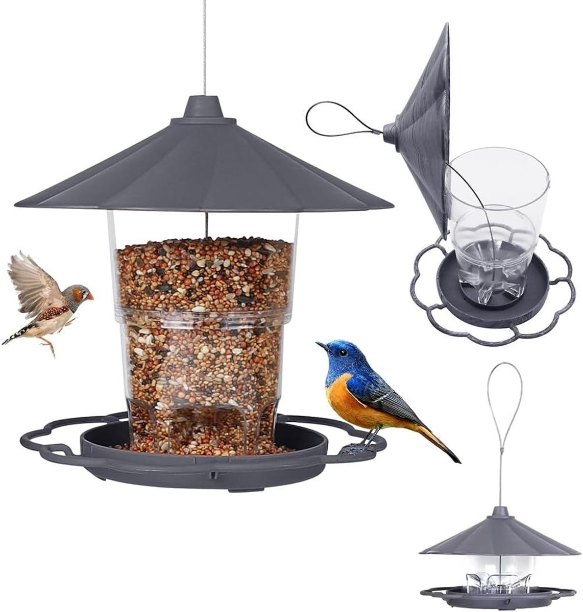 Vouwbaar Vogelhuisje voor Buiten - Weerbestendig Vogelvoederhuis, Hangend Voederhuis voor Tits en Spreeuwen, Ideaal voor Balkon en Tuin