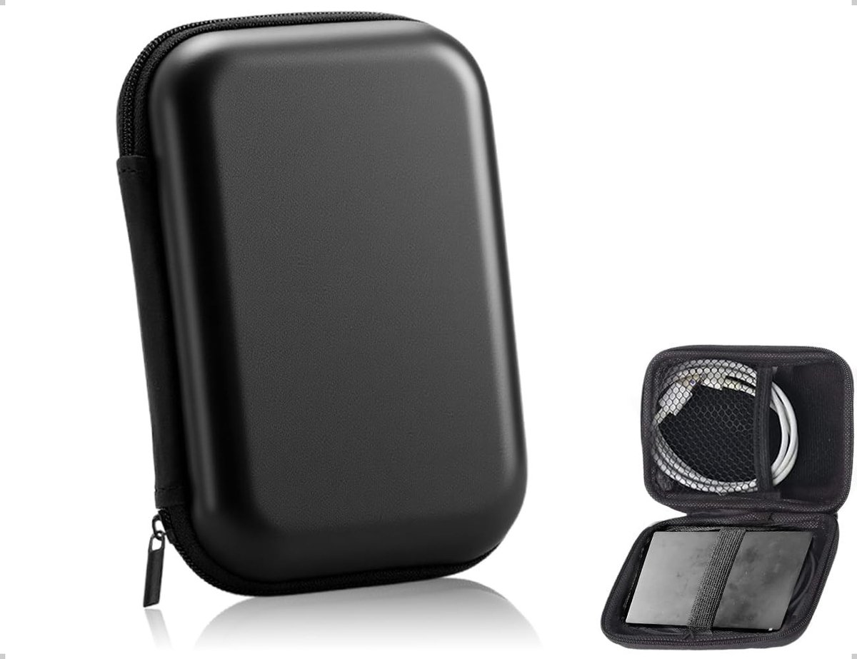 Draagbare en Robuuste Hard Drive Tas voor Reizen en Kantoor, Geschikt voor Kabels, Sleutels en Accessoires (Zwart)