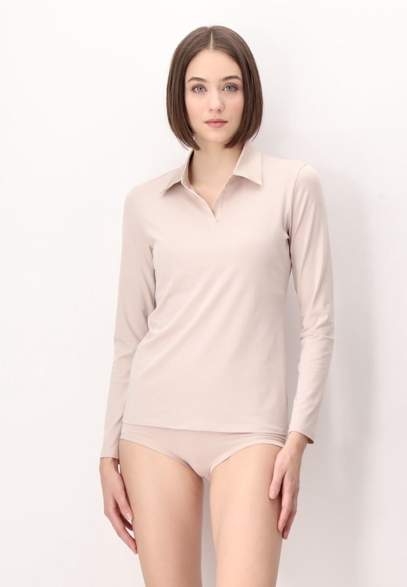Oroblu Perfect Line Cotton Polo Shirt VOBT01677-2080 Sand - HW24-S