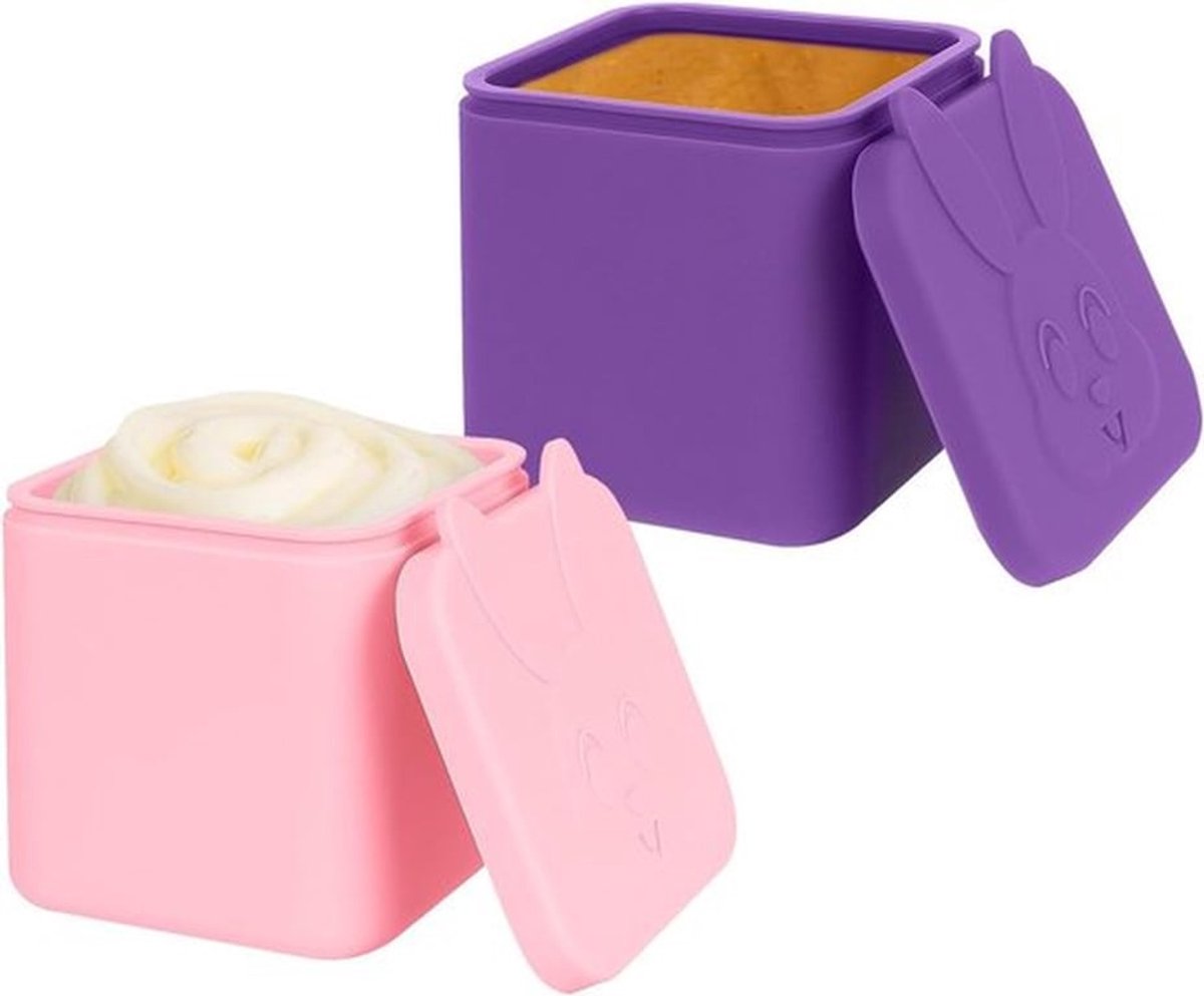 Saladedressing bakje - Lekvrij - Herbruikbaar - Lunchbox - Specerijcontainer - Siliconen deksel - Compatibel met merk - 2 stuks - Ideaal voor onderweg - Geschikt voor bento box - 10 oz - Saladedressing - Dips - Specerijen - Kleurrijk