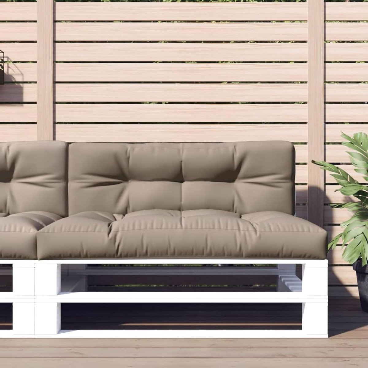 Palletkussen 2-delig - Tuinkussen bankkussen - Buiten Zitten - Zachte holle vezelvulling - 120 x 80 x 12 cm - Taupe