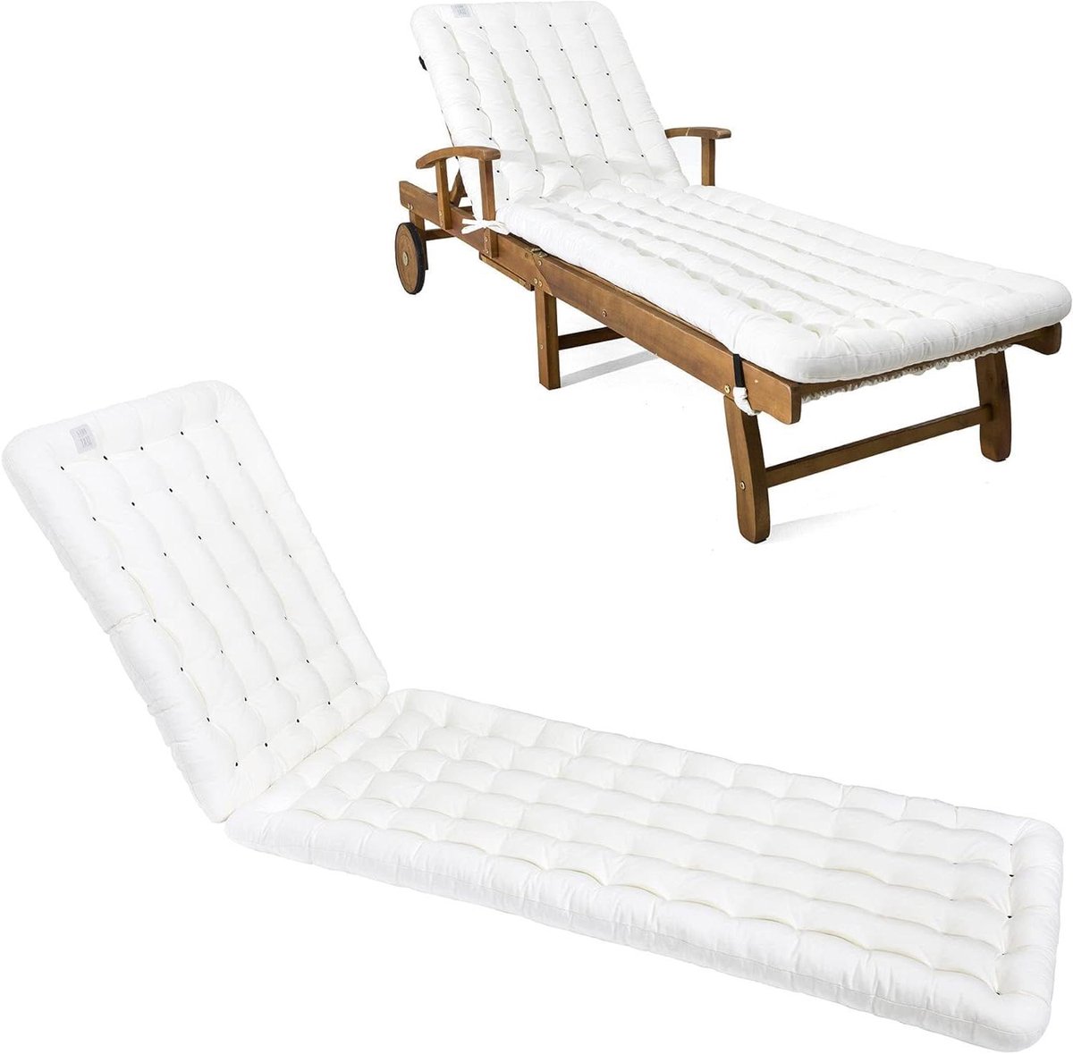 Ligbed kussen - Loungestoel kussen - Ontspannen in de tuin - Extra dik 8 cm - 200 x 60 cm