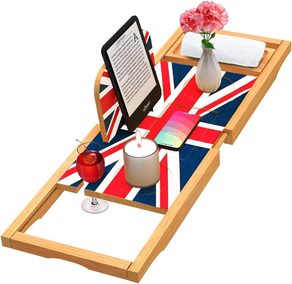 Bad Caddy Tray - Bad Tafel - Ontspannen Baden - Uitschuifbaar Ontwerp - 27-35 inch - Union Jack