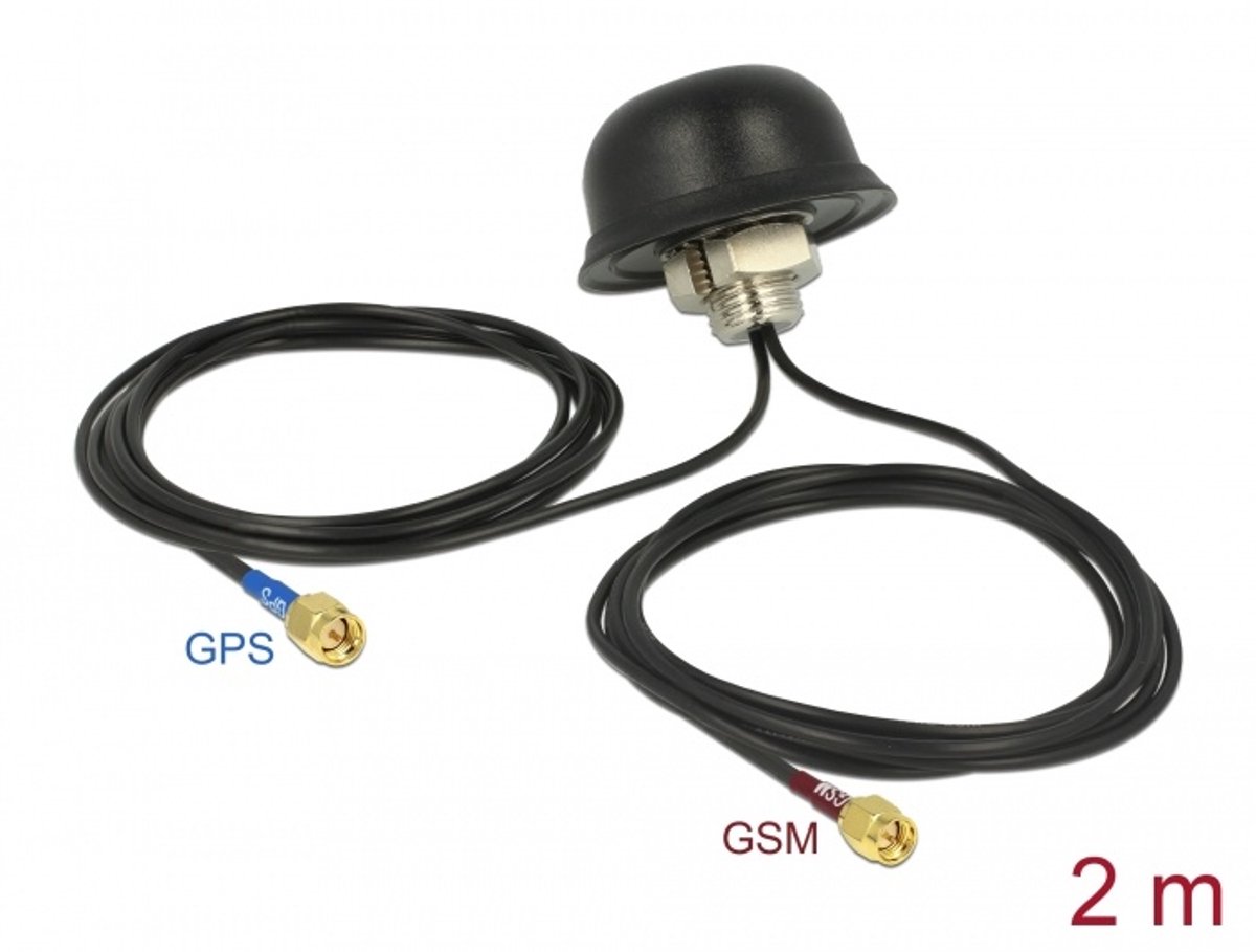 Image of Navilock Multiband GNSS GSM UMTS LTE SMA 28 dBi / 5 dBi 2 x 2 m RG-174 Antenna omnidirectional roof mount outdoor