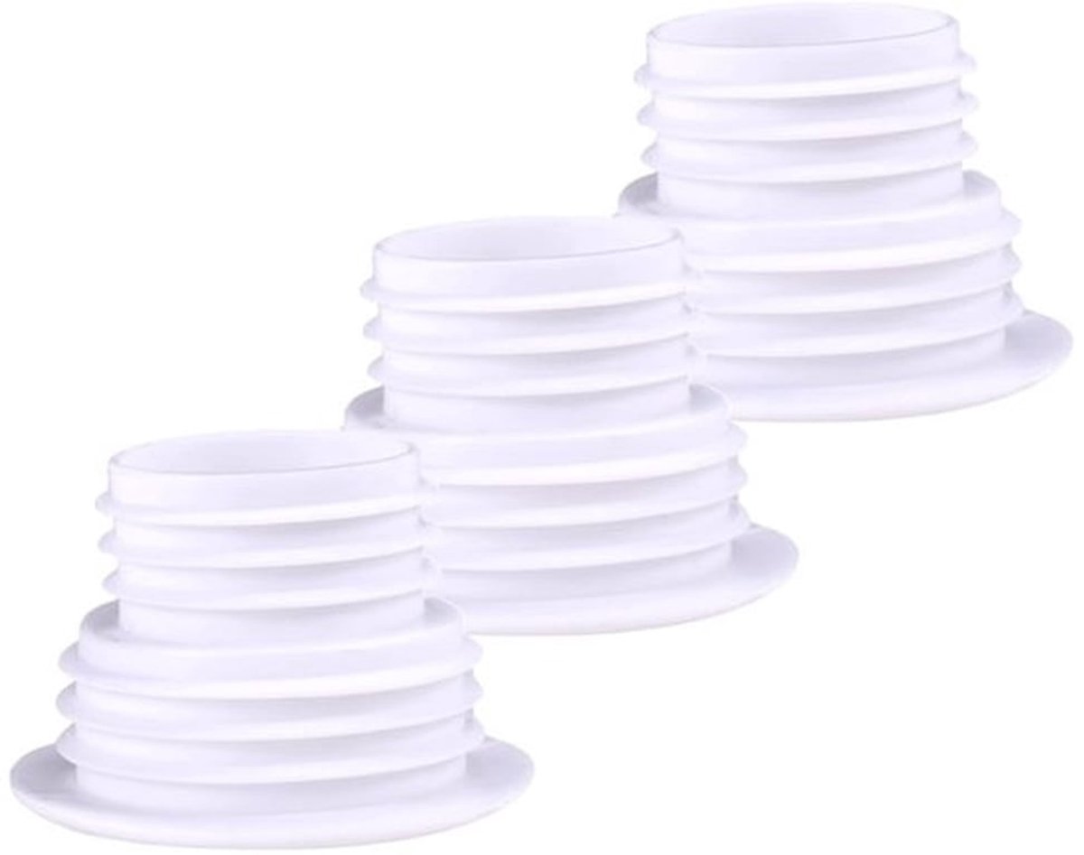 Afvoerpijpafdichting deodorant, 3 stuks duurzame slang siliconen plug rioolafdichtingsring pijpconnector voor wasmachine wasmachine keuken badkamer (wit)