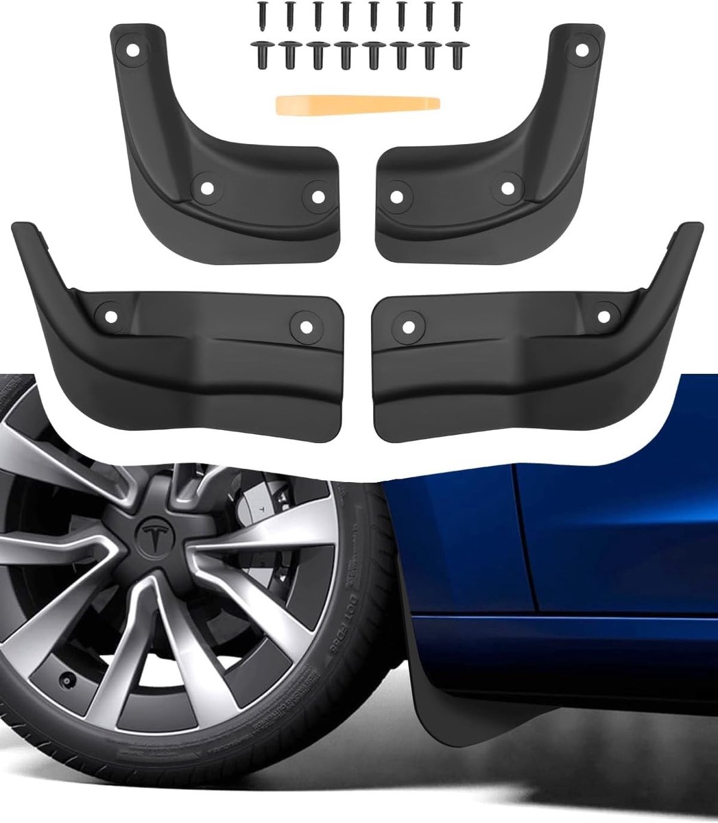 Mudflaps voor Tesla Model 3 2024 - Set van 4, Voor- en Achterspatborden met Bevestigingsschroeven, Geen Boren Nodig, Bescherming tegen Modder en Vuil