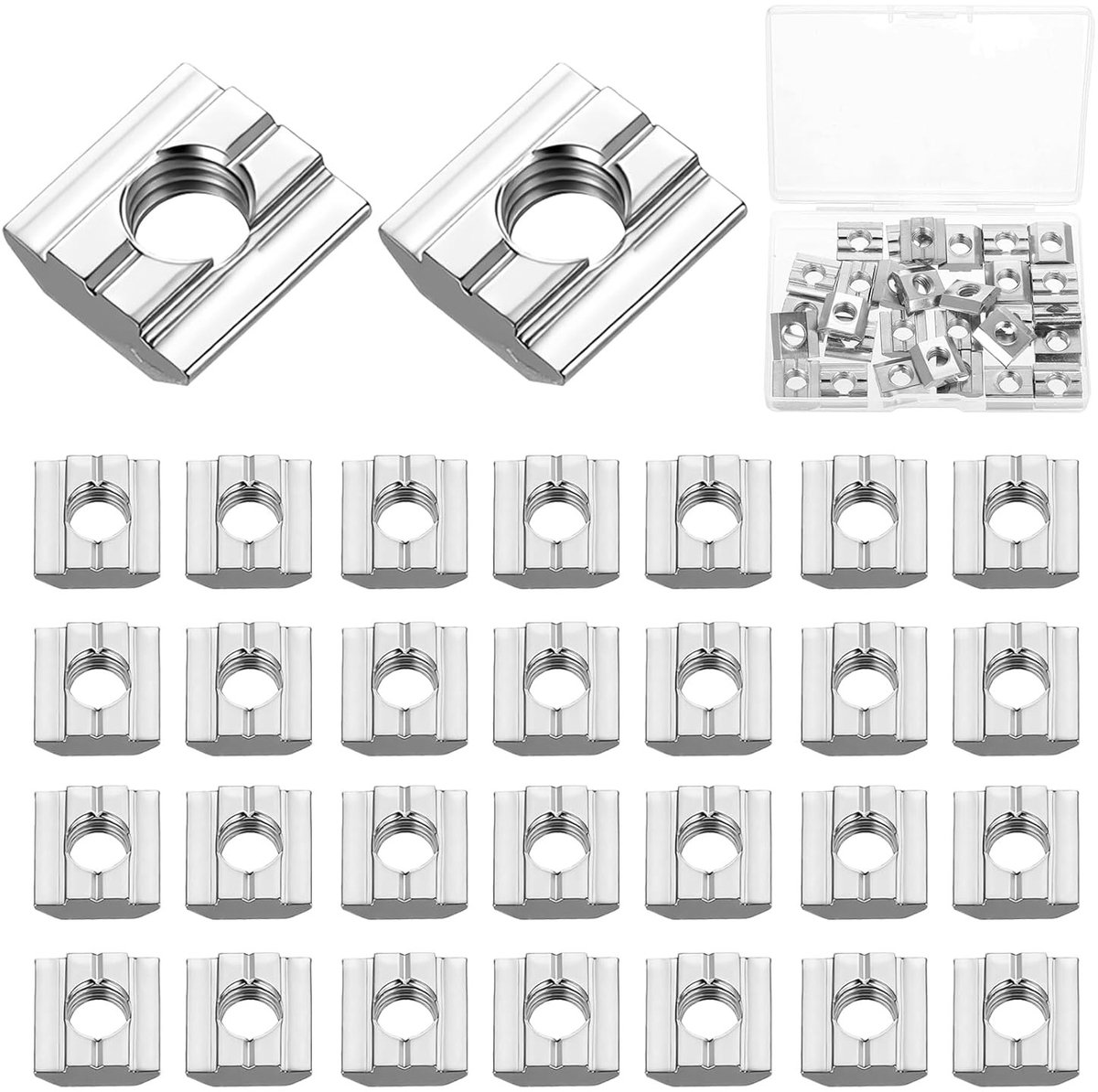 Set van 30 M8 Sleufmoeren voor T-Groove Rail en Slotted Bolts - Perfect voor 3030 Aluminium Profiel Extrusie en Bouwprojecten