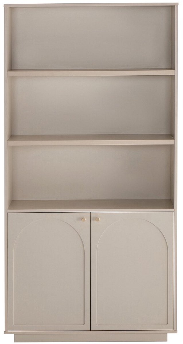 Vente-unique Boekenkast met 2 deuren en 3 nissen - Beige en goud VALONIRO