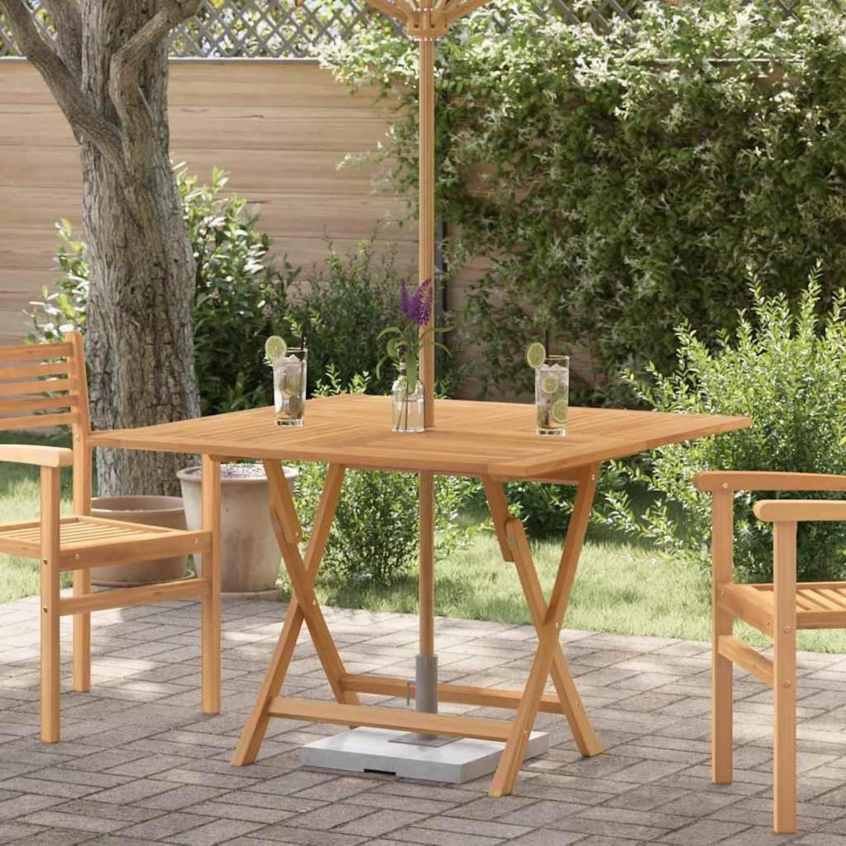 Opvouwbare tuintafel - Buitenmeubel Houten tafel - Buiten dineren - Massief teakhout - 120 x 120 x 75 cm - Houtkleur