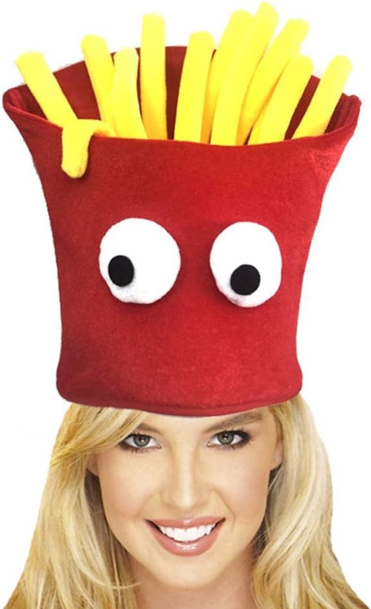 Halloween Friet Hoed - Leuke Fastfood Hoed voor Carnaval, Feestjes en Verkleedpartijen - Originele Kostuumaccessoire