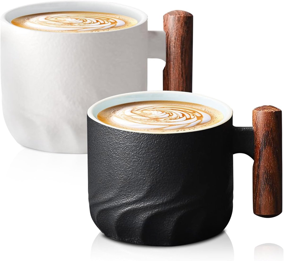 Set van 2 Porseleinen Espresso Kopjes met Handvat, Ideaal voor Koffie, Cappuccino en Thee, 70 ml